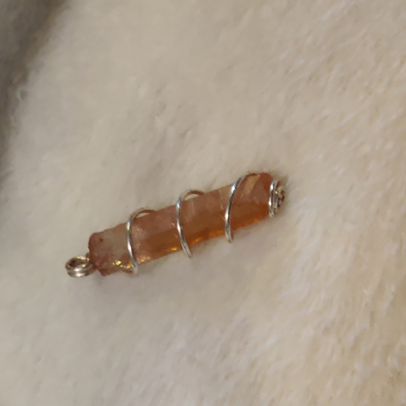 Tangerine Quartz Crystal Point Pendant - Picture 3 of 11